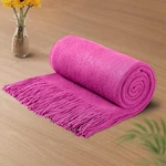 Vonty Hot Pink Knitted Blanket With Tassels 60" X 80",. Fixed Price $34.52.