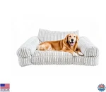 40" Cream Fluffy Pet Sofa Soft Corduroy Fleece, Supportive, Non-slip Design. Fixed Price $83.98.