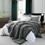 Luxury Faux Fur Blanket Queen Size, Ultra Big Grey And Black High Pile Mixed .... Fixed Price $124.88.