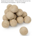 Stanbroil 3" Round Ceramic Fire Pit BALLS-15 Pcs-beige-indoor/outdoor-newinorgbx. Fixed Price $32.00.