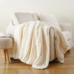 Battilo Cream Chunky Knit Throw Blanket For Couch, Super Soft 50"X60",. Fixed Price $83.99.