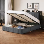 Hydraulic Lift Storage Bed Frame, Full Size Velvet Upholstered Platform. Fixed Price $189.59.