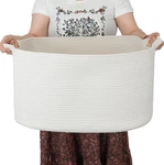 Xuanguo Large Rectangle Blankets Basket Living Room 22"X17"X12" Woven Cotton .... Fixed Price $33.56.