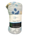 Mainstays Print Fleece Throw Blankets New Gray 50"X60" Cat Dog Paws. Fixed Price $9.95.