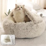 Cat Bed Cave Round Plush Fluffy Hooded Donut Self Warming Pet Dog. Fixed Price $21.84.