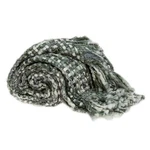 Green And White Knitted Cotton Blend Abstract Throw Blanket With Fringe. Fixed Price $79.85.