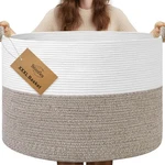 Xxxl Large Blanket Basket For Living Room, 21.7" 13.8" Woven Cotton Rope La.... Fixed Price $64.61.