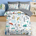 Pamnest Comforter Set Full Size, Cute Car City 7 Pcs Bedding And Adults, .... Fixed Price $86.87.