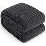 Knitted Blanket 60"X80", Dark Grey Throws For Bed, Super Soft Boho.... Fixed Price $59.13.