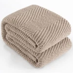 Knitted Blanket 60"X80", Taupe Throws For Bed, Super Soft Boho Che.... Fixed Price $92.79.