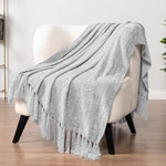Pavilia Light Gray Chenille Throw Blanket For Couch, Sofa Bed - Soft Knit Wov.... Fixed Price $43.26.