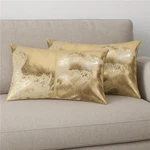 Homeroots 544646 12 In. X 20 Natural & Gold Lumbar Cowhide Throw Pillows .... Fixed Price $149.80.