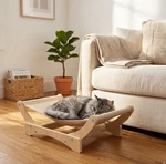24" Elevated Cat Hammock Bed Cozy Raised Lounger Washable Pet Cot Beige. Fixed Price $24.99.