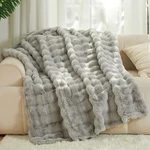 The Malibu Blanket - Luxecomfort Faux Fur Bubble 60"X70" Pebble Grey .... Fixed Price $83.46.