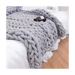 Chunky Blanket Throw 40"*60", Hand Knitted Warm Chenille T... Usa Fast Ship. Fixed Price $60.34.