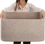 Oiahomy 75L Large Blanket Basket, Woven Storage With Handle, Cott. Fixed Price $53.99.