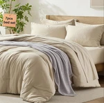 7 Piece Queen Comforter Set Sheets Beige Full Size Bed In Bag Washable. Fixed Price $51.10.