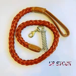Heavy Duty Anti-pull Braided Leather Dog Leash With Shock Absorbing Spring Buffe. Fixed Price $13.37.