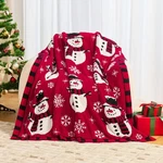 Red Christmas Throw Blanket Soft Knit Cute Snowman Home Decor Plush C.... Fixed Price $41.66.