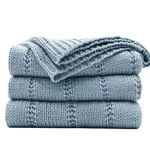 Recyco Cable Knit Blue Throw Blanket For Couch, Super Soft Warm Cozy Decorati.... Fixed Price $48.91.