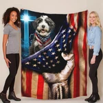 Cute Bernedoodle Patriotic Flag Usa Blanket Christmas Gift For Dogs Lover. Fixed Price $56.95.