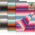 Oudain 3 Pack Mexican Blankets And Throws 45 70 Inch, Cotton Outdoor Camping. Fixed Price $74.70.
