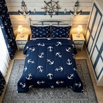 Manfei Anchor Comforter Set Full Size, Nautical Theme Summer Ocean Bed.... Fixed Price $76.27.