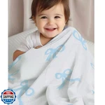 Luxape Blanket Blue Bows Soft Throw Reversible Premium Cozy Fabri. Fixed Price $42.99.