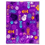 Kitty Paws Purple Plush Blanket 50X60 Cute Kid's Print Throw. Fixed Price $19.95.