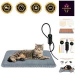 Pet Heated Pad - Waterproof, Adjustable Heating & Washable Cover, 18" X 16". Fixed Price $39.99.