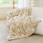 Blunique Faux Rabbit Fur Throw Blanket 50X60 Khaki Tie Dye. Fixed Price $78.52.