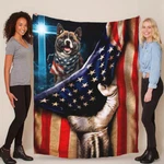 Cute American Akita Patriotic Flag Usa Blanket Christmas Gift For Dogs Lover. Fixed Price $66.45.
