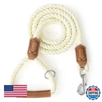 Mile High Life Dog Leash, Braided Cotton Rope With Leather Handle, 4FT X 1/2". Fixed Price $32.98.