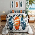 Manfei Surfing Comforter Set Queen Size, Blue Orange Surfboards Bedding 3.... Fixed Price $63.18.