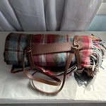 Pendleton Motor Robe Ruby Beach Wool Blanket Plaid 52X66IN With Leather Carrier. Fixed Price $56.00.