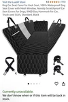 Waterproof Durable Nonslip Back Hammock Pet Car Seat Cover For Dogs. Fixed Price $39.00.
