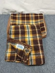 Vintage Faribo Wool Stadium Plaid Blanket With Vinyl Seat Cushion Carrier Strap*. Fixed Price $36.99.
