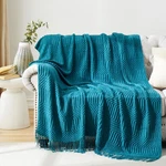 Hommxjf Teal Knitted Decorative Throw Blankets For Couch, Bedroom And Officer.... Fixed Price $25.60.