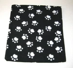 Black W/ White Paws Fleece Pet - Dog Blanket Handcrafted 30 X 34. Fixed Price $15.00.