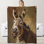 Funny Donkey For Kids Adults,fun Smiling Animal Art Flannel Blankets .... Fixed Price $43.27.