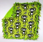 Handmade Baby / Pet Fleece Tied Security Blanket - Monkey 34 X 36. Fixed Price $18.00.