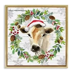 Winter Farmhouse Cow Wreath By Elena Vladykina 1-PIECE Gold Floater Frame Graphi. Fixed Price $105.22.