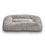 Vibrant Life Furry Cozy Bolster Pillow Dog Bed, Large Quiet Gray, 35" X 25". Fixed Price $44.95.