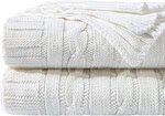 Ntbay 100% Pure Cotton Cable Knit Blanket, Super THROW(51X67), White. Fixed Price $29.99.
