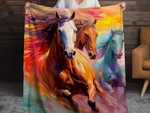 Two Color Wild Horses Sherpa Blanket Western Animal Cozy Throw. Fixed Price $48.00.