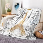 Paris Throw Blankets, Eiffel Tower Unisex Cozy Warm Bed Couch Blanket, Golden.... Fixed Price $35.11.