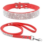 Haoyueer Bling Rhinestone Soft Suede Leather Dog Collar & Leash Set, Red. Fixed Price $38.08.