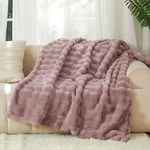 The Malibu Blanket - Luxecomfort Faux Fur Bubble 60"X70" Purple Dusk .... Fixed Price $83.46.