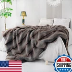 Inchgrass Luxury Fluffy Brown Faux Fur Throw Blanket Cozy Warm For. Fixed Price $166.01.