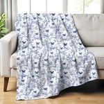 Pug Blue French Toile Blanket Cute Dog Lover Throw. Fixed Price $80.00.